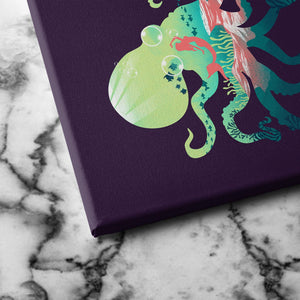 Octopus mermaid underwater canvas wall art