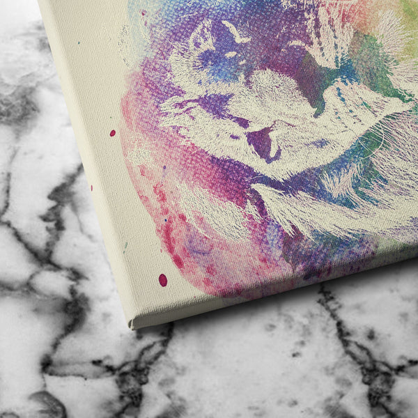 abstract watercolor lion canvas wall art