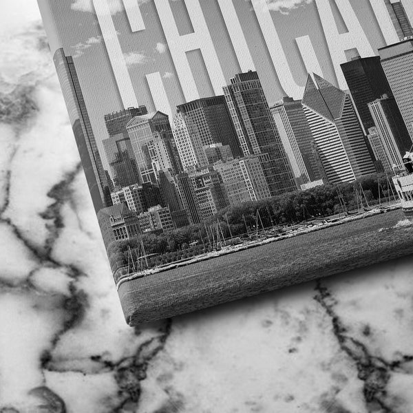 Chicago Skyline Monochrome canvas wall art