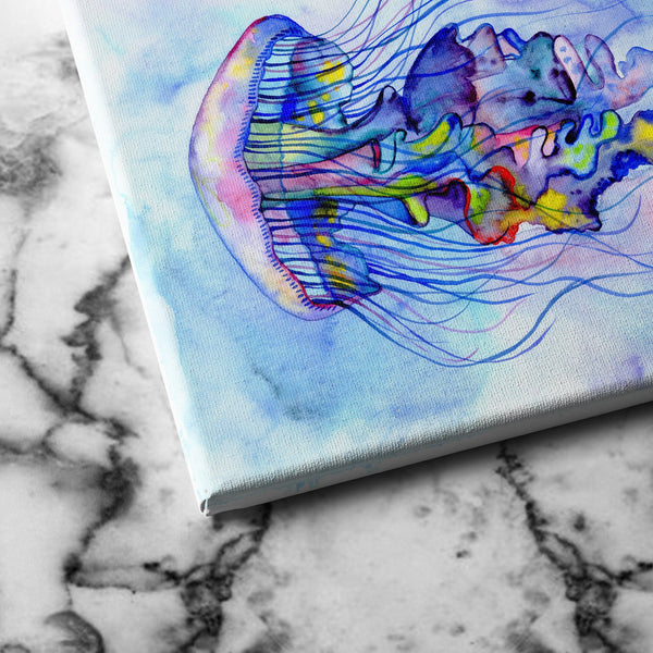 abstract watercolor jellyfish canvas wall art