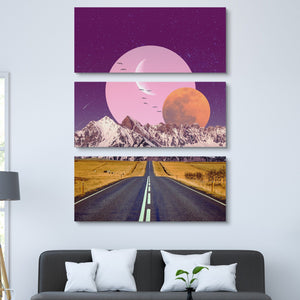 Aaron the Humble - Pink Moon 3 piece wall art