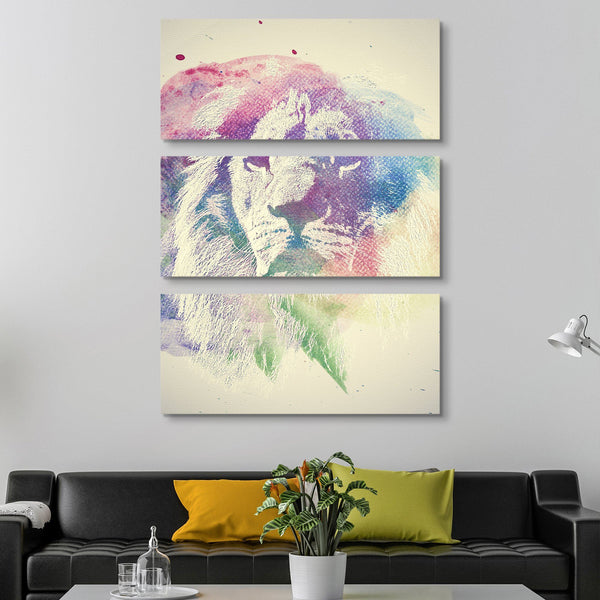 3 piece watercolor lion wall art