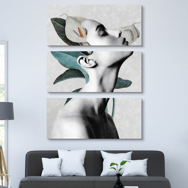 Beauty And Lilies Canvas Print 3 piece wall art