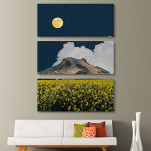 Aaron the Humble - Yellow moon mountain view wall art