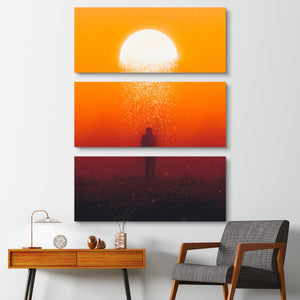 Moonfall Canvas Print wall art Sunset 3 piece 
