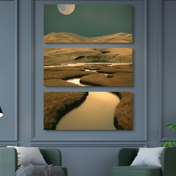 Aaron the Humble - River Of Gold 3 piece wall art
