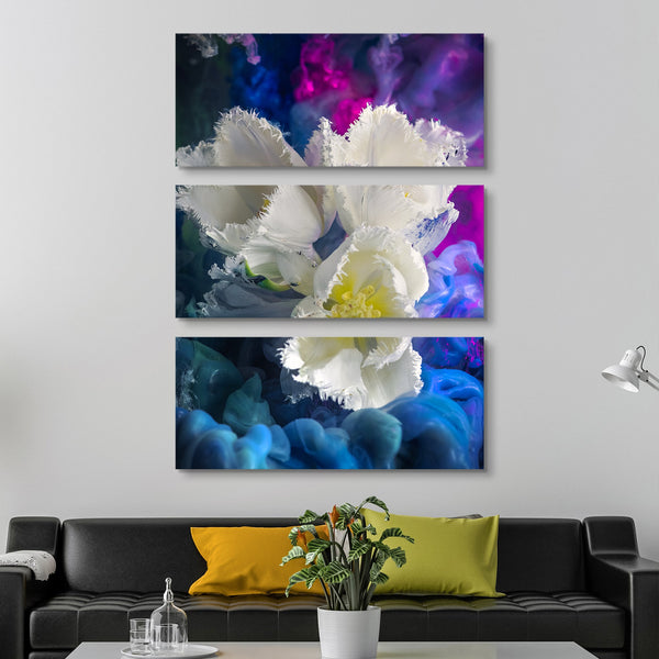 Abstract White Tulips Canvas Print 3 piece wall art