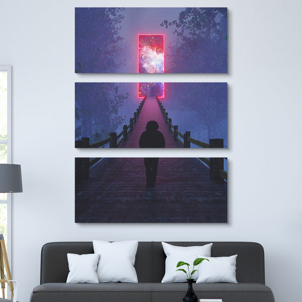 The Bridge to Universe Neon Canvas Print 3 piece wall art