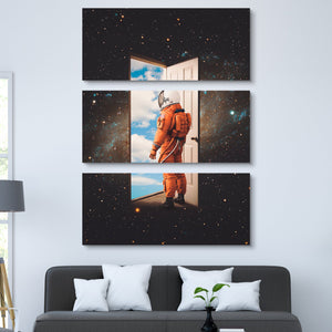 Secret Passage Astronaut Universe Surrealism Canvas Print 3 piece wall art