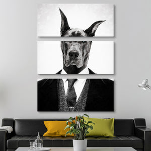 Black Dog Portrait Canvas Print 3 piece wall art