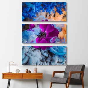 Anemone Under Water Abstract Canvas Print 3 piece wall art