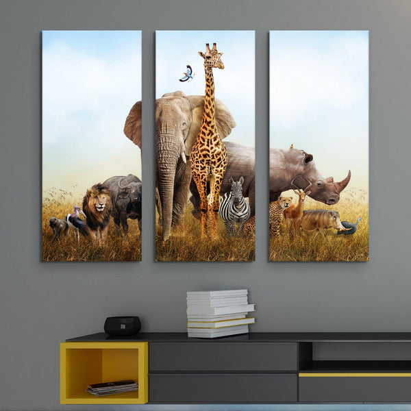 3 piece Animal Herd in the Safari wall art