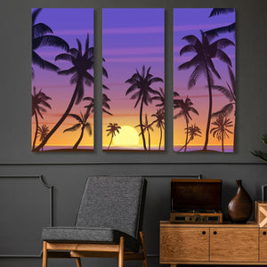 3 piece sunset silhouette wall art