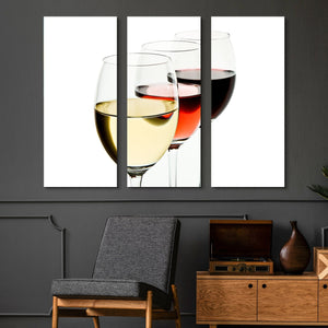 3 piece White, Rose, Red Wine wall art