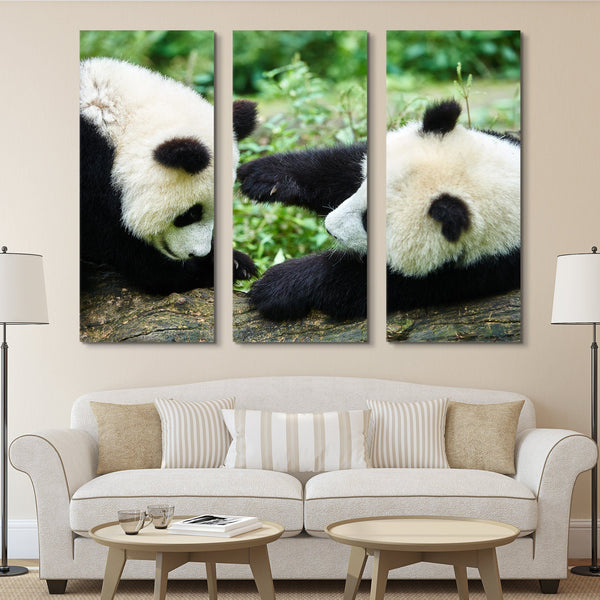 3 piece Playing Pandas wall art