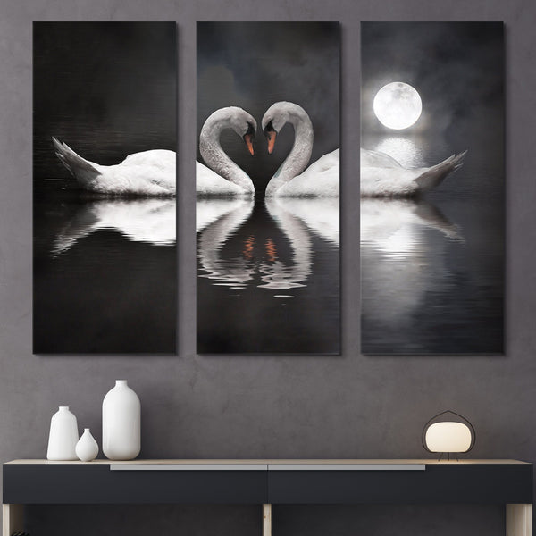 3 piece Romantic Swan wall art