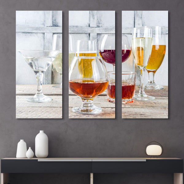 3 piece Glasses of Wine wall art