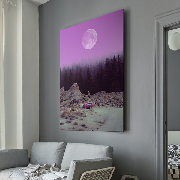 Aaron the Humble - Pink sky forest living room wall art