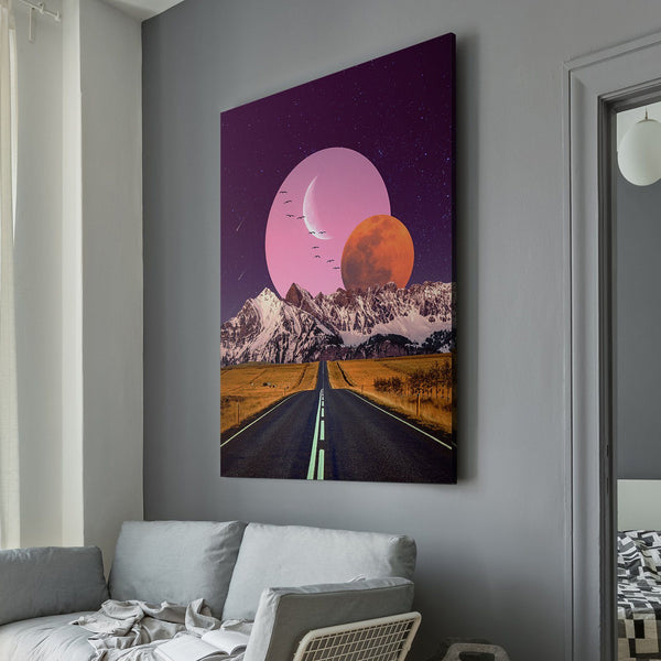 Aaron the Humble - Pink Moon surrealism living room wall art