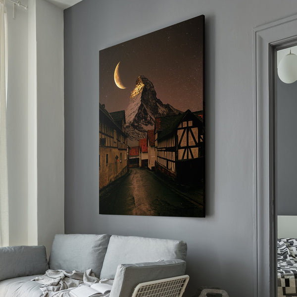 Aaron the Humble - Village at Night Living room wall art