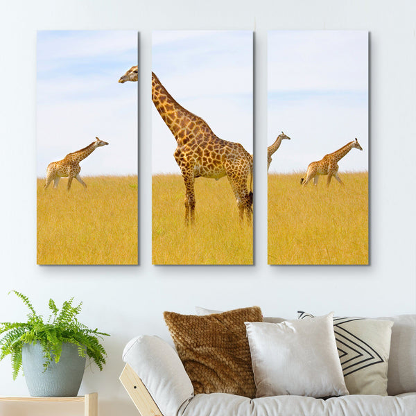 3 piece 3 Giraffes in the Jungle wall art