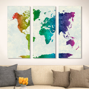colorful world map wall art