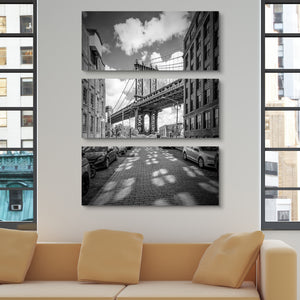 New York City Monochrome Manhattan Bridge 3 piece wall art