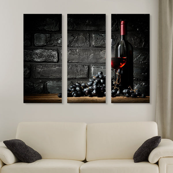 3 piece Dark Age of Wine wall art