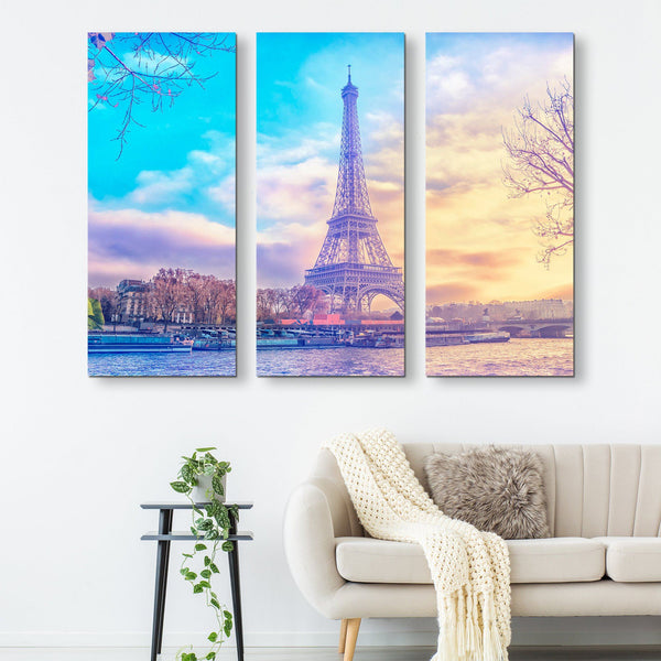 3 piece Romantic Eiffel Tower wall art