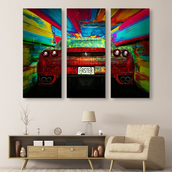 3 piece Ferrari - Faster wall art