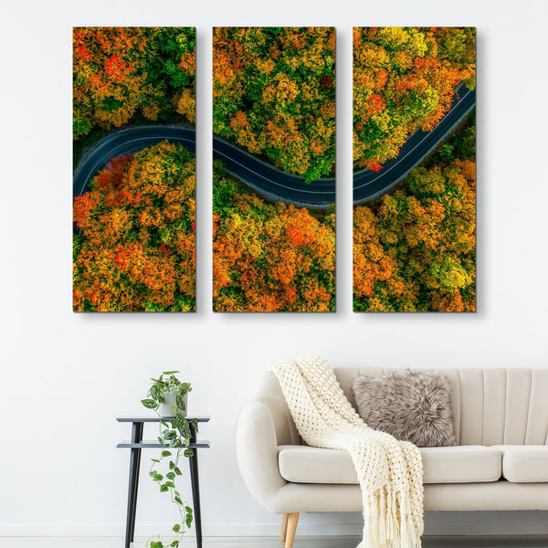 3 piece Road in Autumn wall art