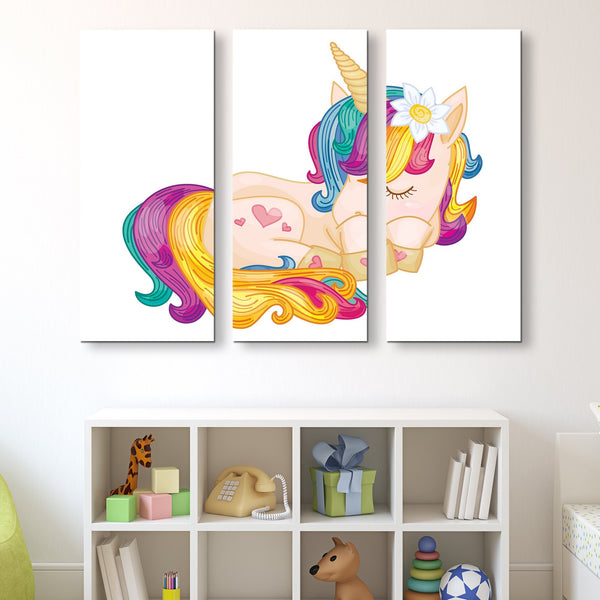 3 piece Sleeping Unicorn wall art