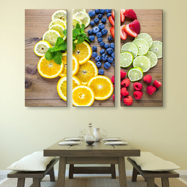 3 piece Sliced Fresh Fruits wall art