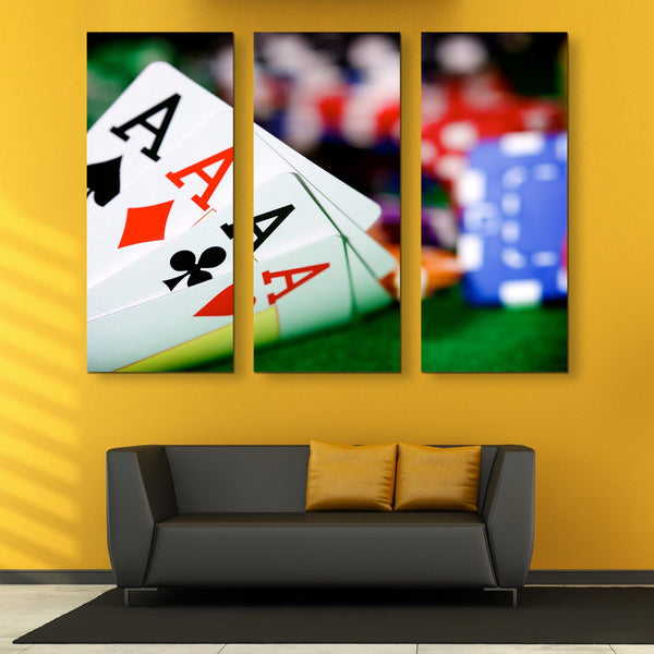 3 piece Poker Aces wall art