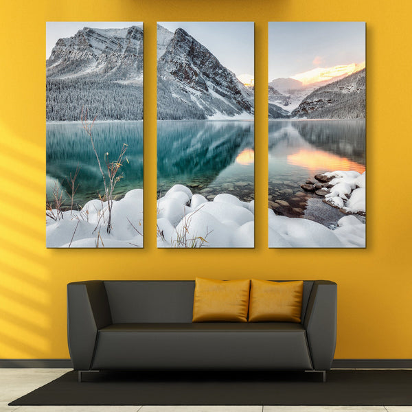 lake louise bow in banff national park 3 piece wall art