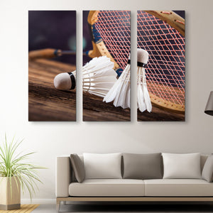 3 piece Paddle and the Shuttlecock wall art