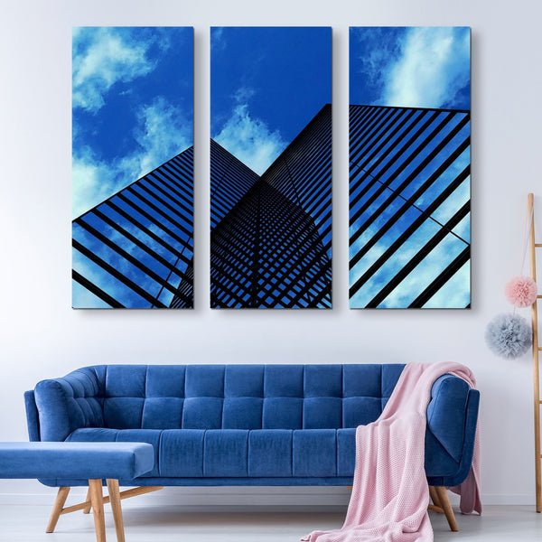 3 piece Skyscrapers Reflection wall art