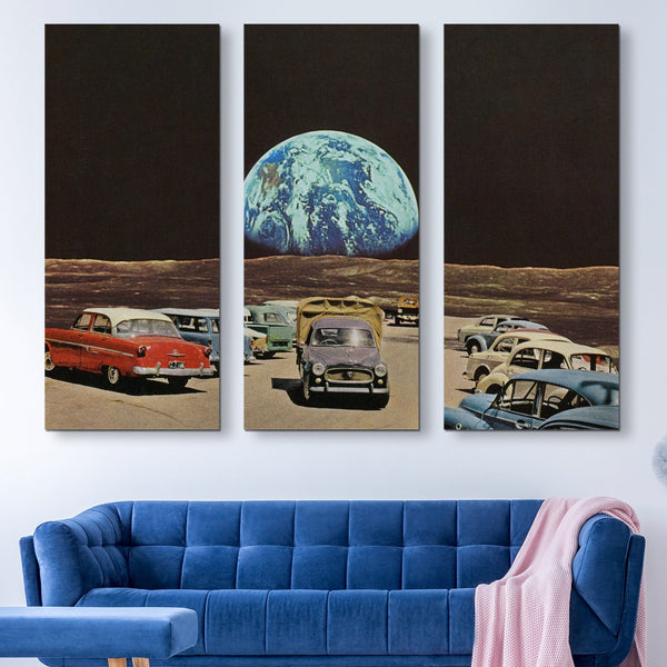 King Park Vintage cars Earth view 3 piece wall art