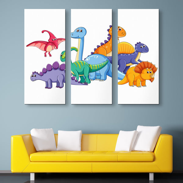 Cute Dinosaurs wall art 3 piece