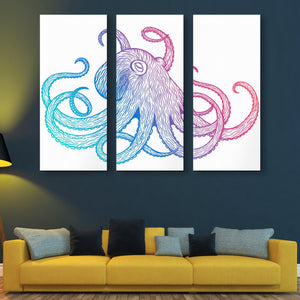 watercolor octopus wall art 3 piece
