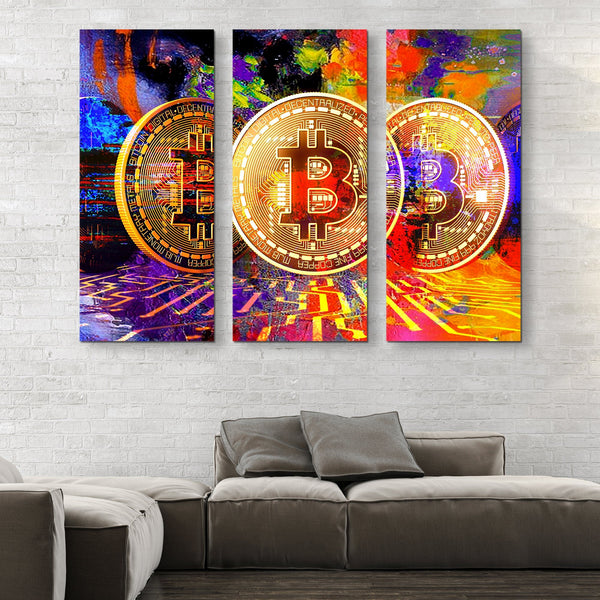 3 piece Bitcoin Power wall art