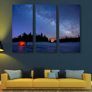 camping on Starry night wall art 3 piece