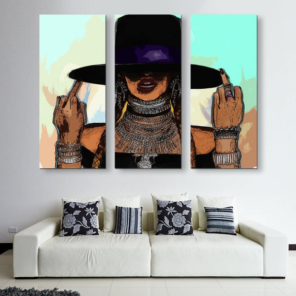 3 piece Beyonce Middle Fingers wall art