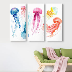 watercolor jellyfish wall art 3 piece