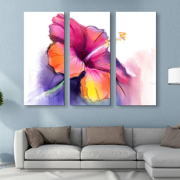 3 piece Abstract Hibiscus wall art