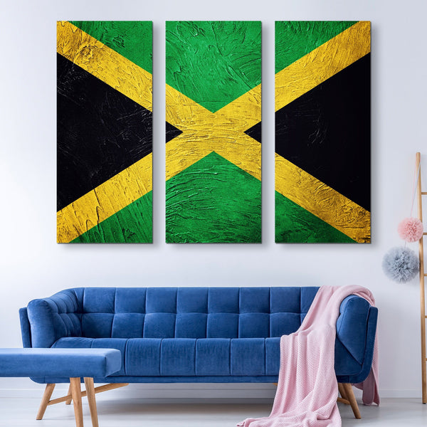 3 piece Jamaican Flag wall art