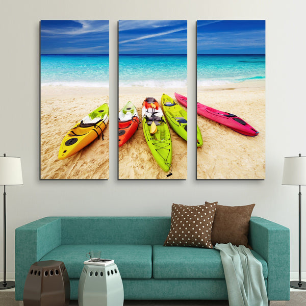 3 piece Colorful Kayaks wall art