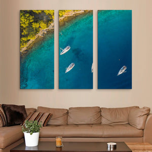3 piece Aerial View of Sailing Boats wall art