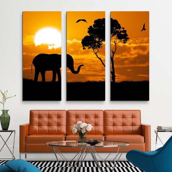 3 piece Safari Silhouette wall art