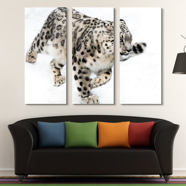 3 piece Leopard in Snow wall art